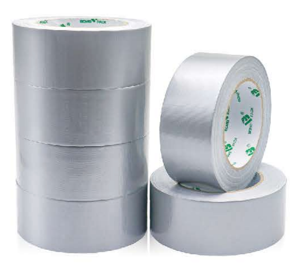 Silver cloth duct tape rolls for industrial sealing and repair