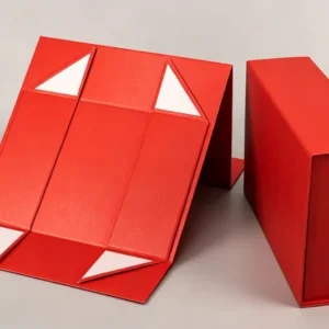 Custom red paper box structures for branded carton packaging