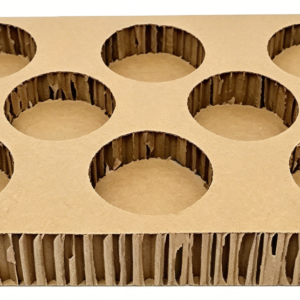 Custom die-cut honeycomb paper insert with circular openings