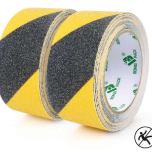 Black and yellow PVC anti-slip tape rolls with textured surface