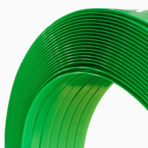 Green recycled PET strapping coil for palletized loads